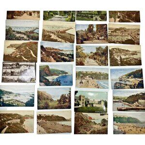 28 Vtg Postcards Torquay England Sands Cove Waldon West Front Beach Lot 1900s